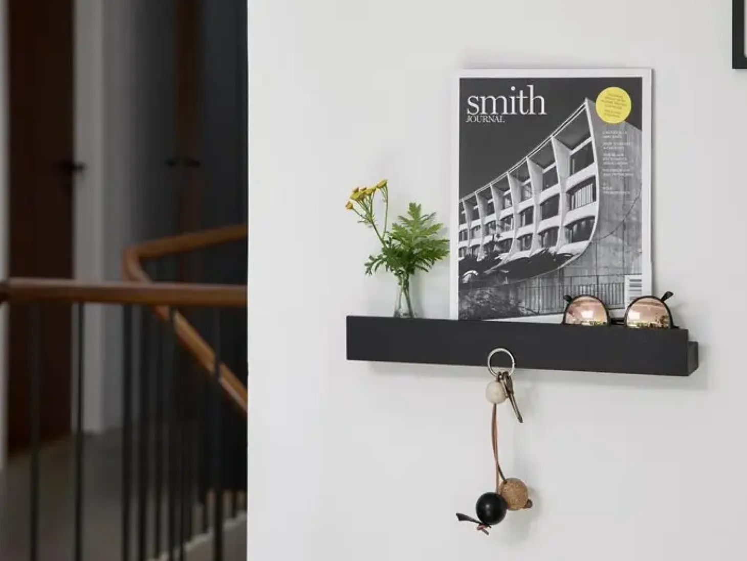 Ekta Living - Knivmagnet Hylde - Magnet Shelf - Sort Eg - 40 cm