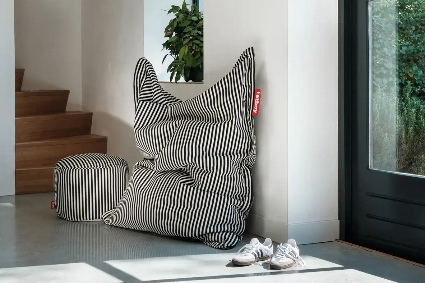 Fatboy - Original Slim Terry Sort Creme - Stribet sort - 155 x 120 cm