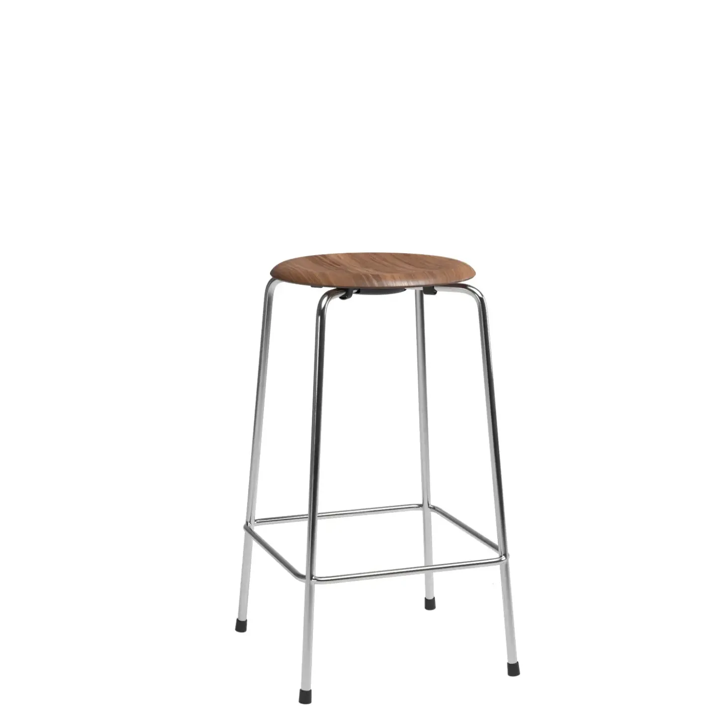 Fritz Hansen - Barstol - High Dot™ Counter stool 4-legs - walnut veneer, chromed steel
