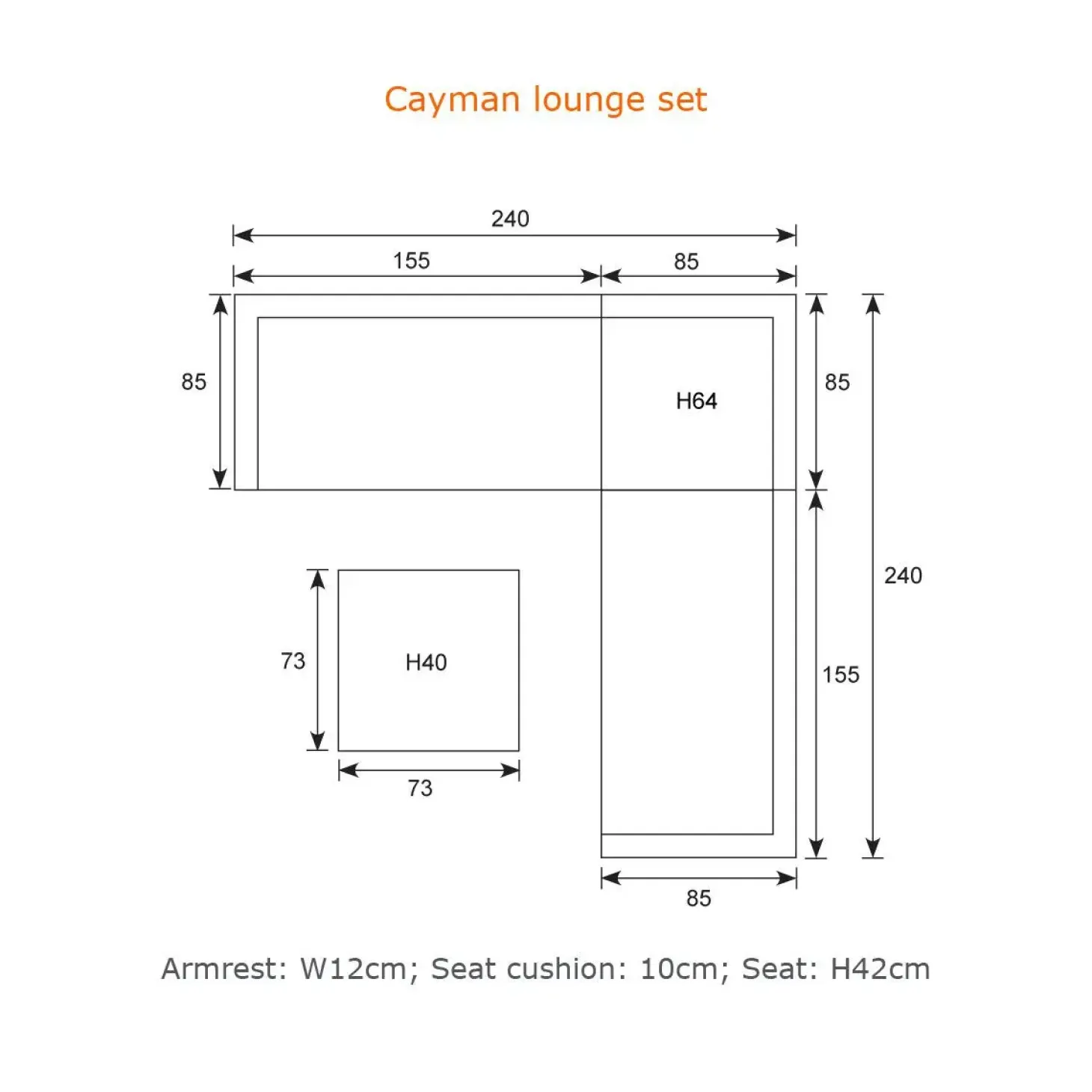 Garden Impressions - Lounge Sæt - Cayman - Grå - 240 x 240 cm