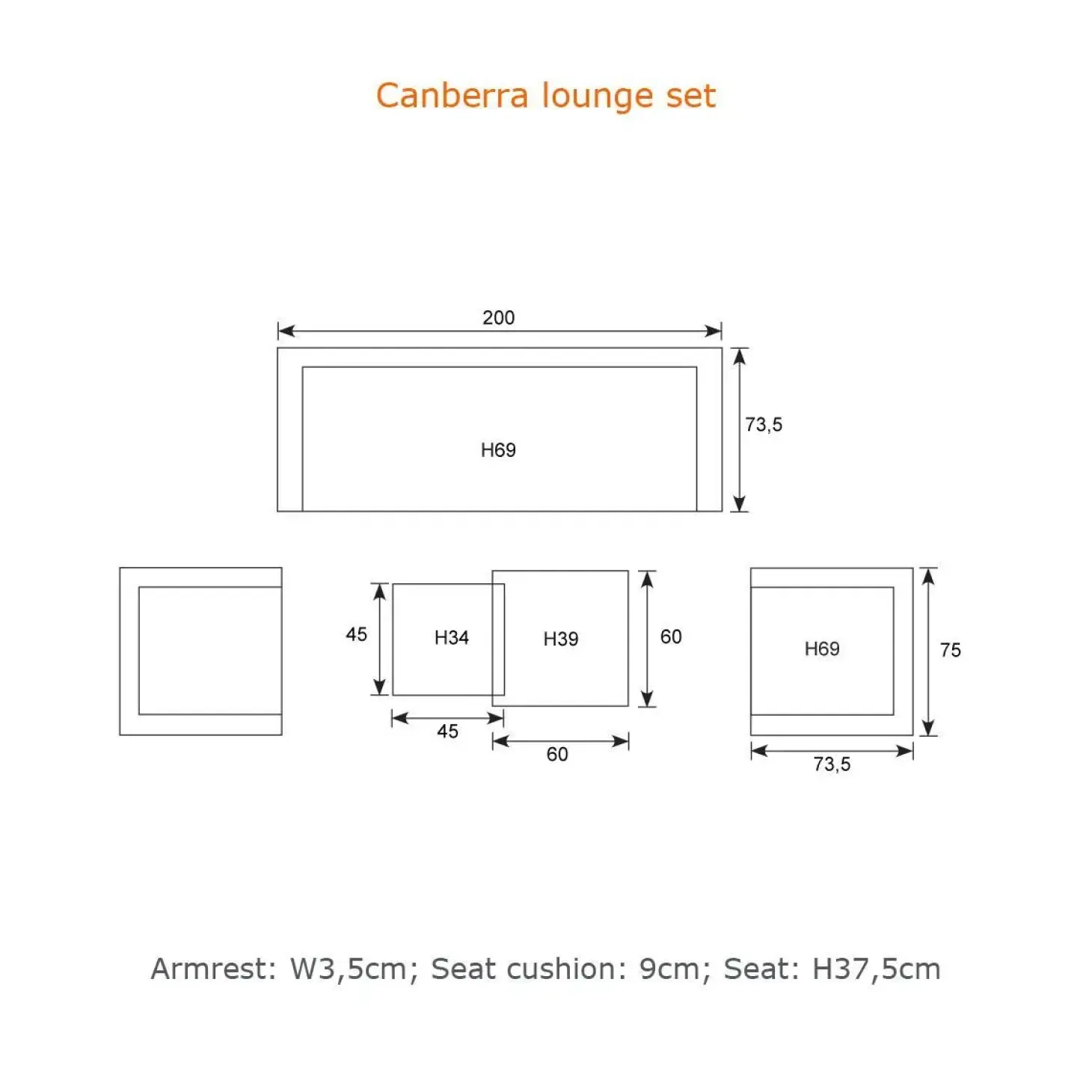Garden Impressions - Lounge Sæt - Canberra - set 5-pcs - arctic grey