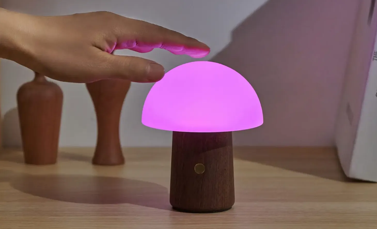 Gingko - Alice Mushroom Lamp - Mini - Valnød - 13x10 cm