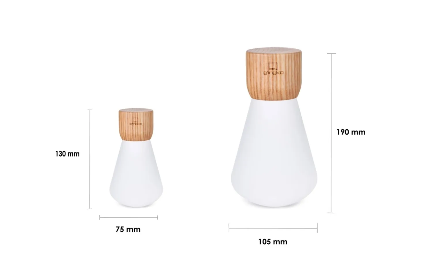 Gingko - Pentagon Light bulb Lamp Mini White Ash Wood