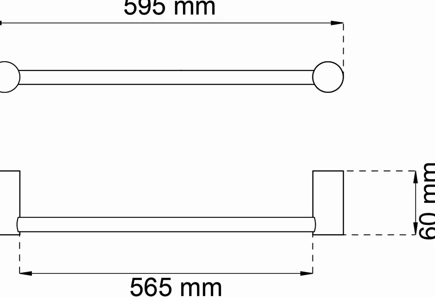 Habo - Håndklædestang enkelt 1368 - Sort - B: 59,5 cm
