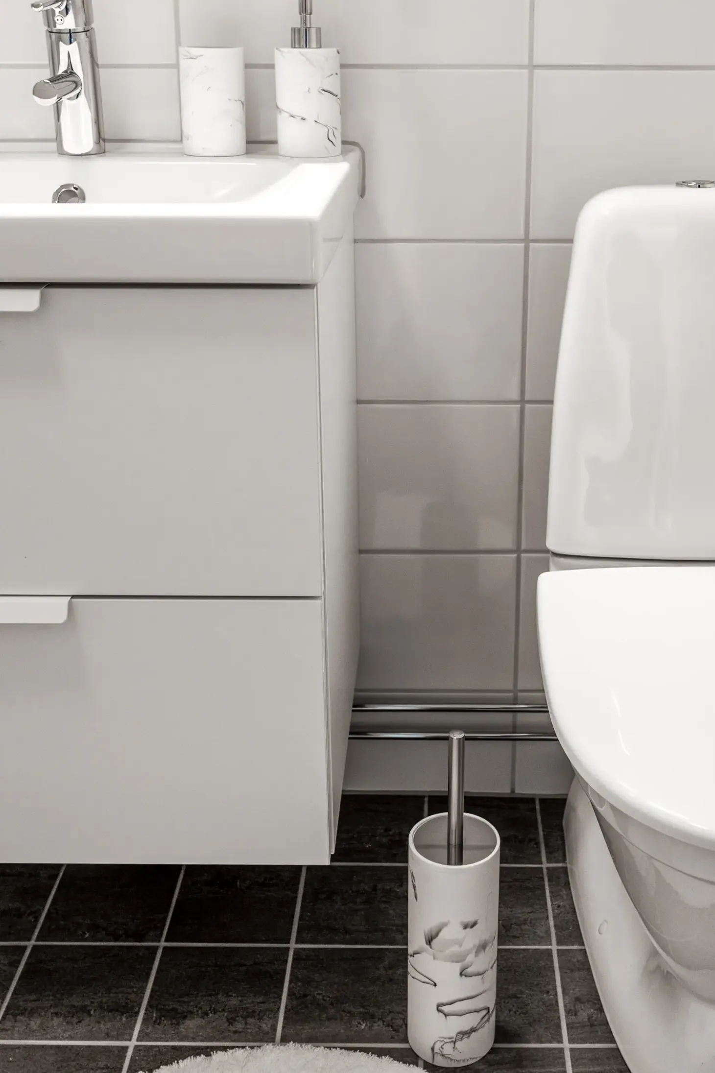 Habo - Toiletbørstesæt - Marble/Marmor - H: 36 cm