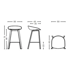 HAY - Barstol - AAS 32 - About A Stool - Khaki 2.0 - Ben: eg/vandbaseret lak - Lav model
