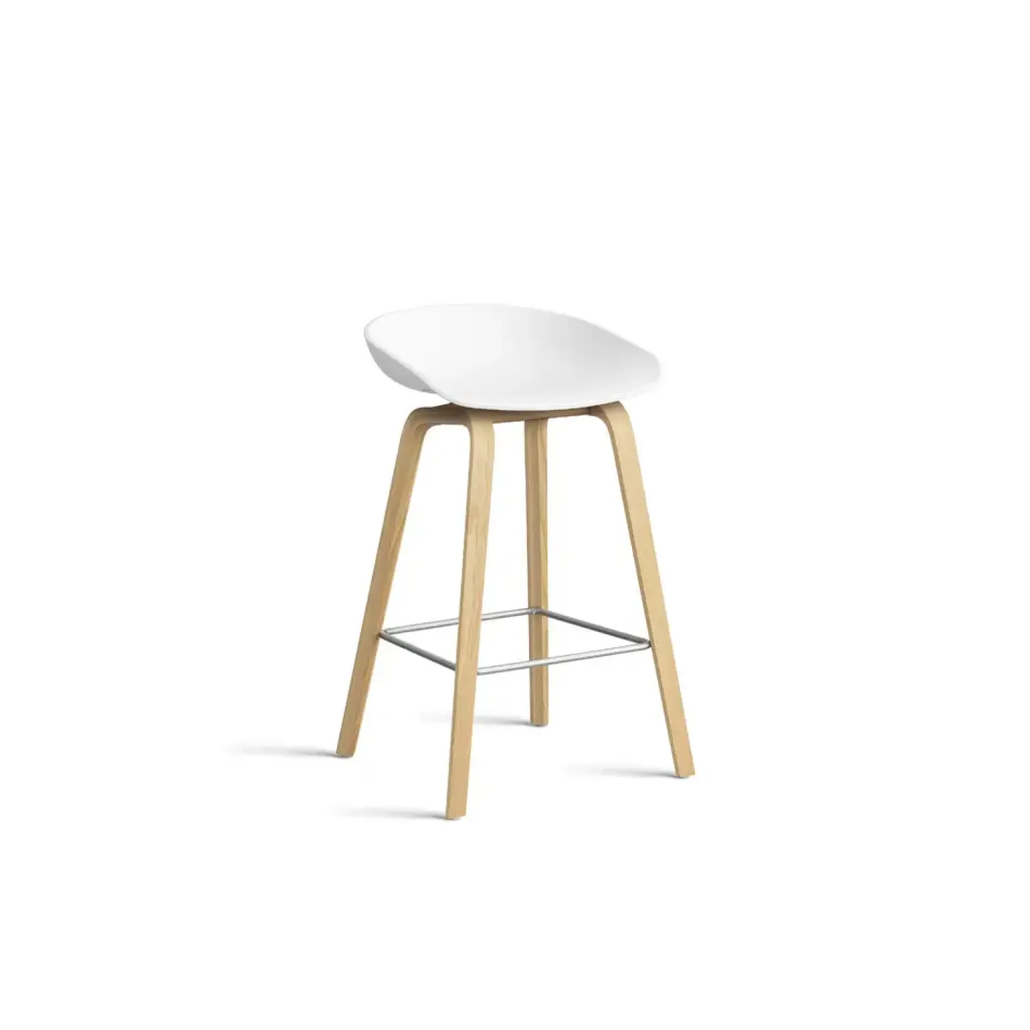 HAY - Barstol - AAS 32 - About A Stool - Hvid 2.0 - Ben: lakeret Eg - Lav model, H65