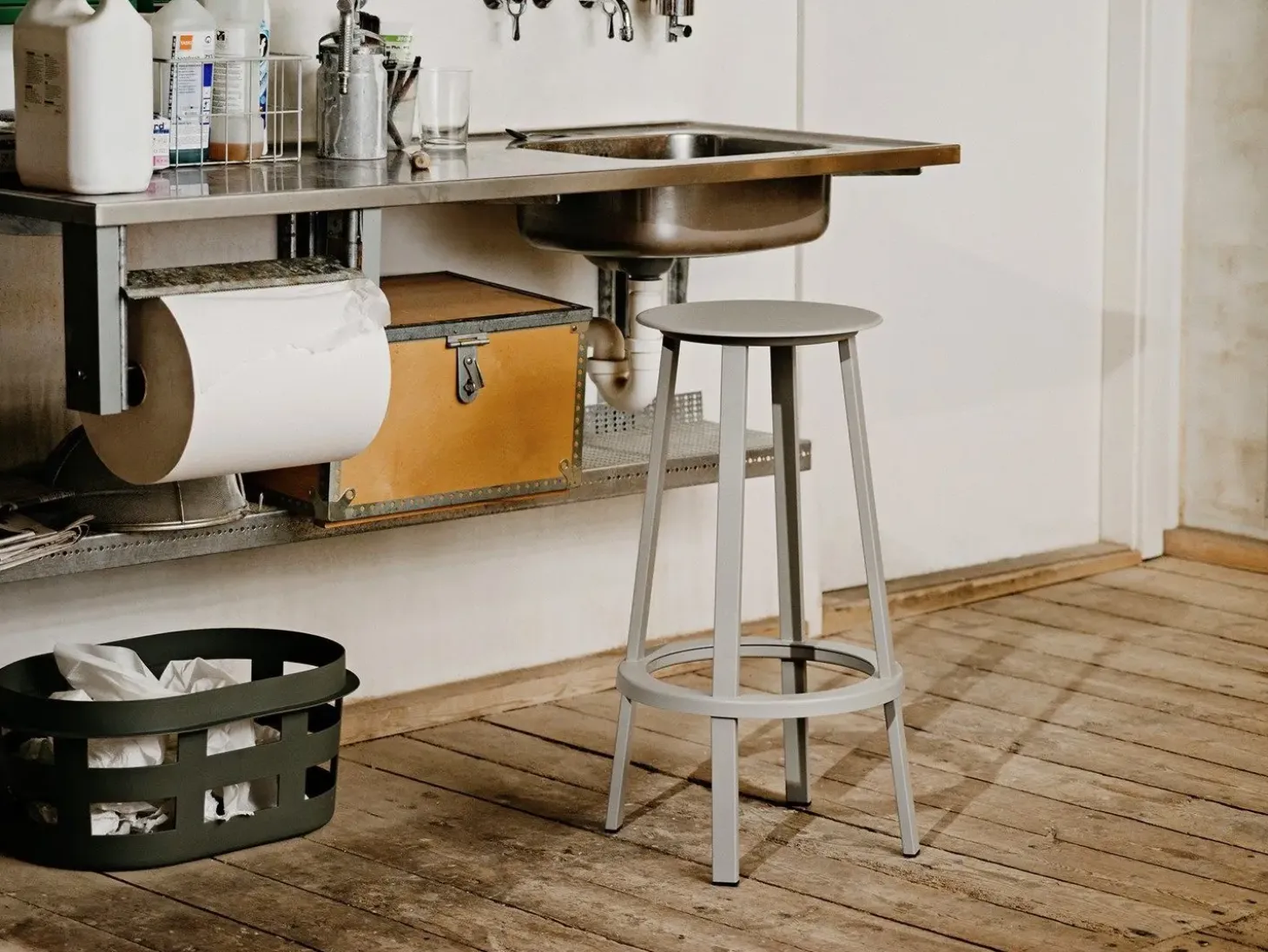 HAY - Barstol Revolver Stool H75 grey / grå