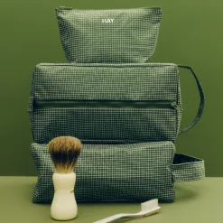 Hay - Grid Wash Bag - Small - Burgundy