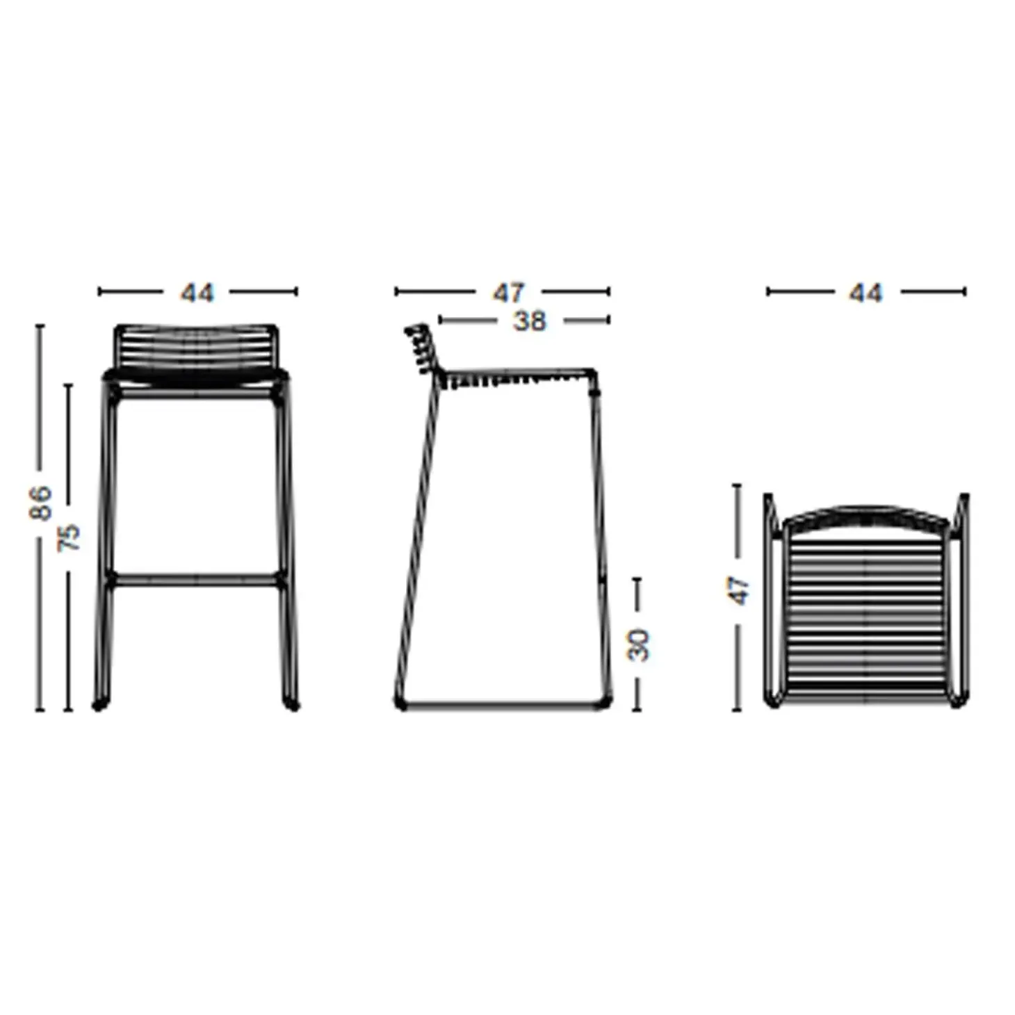 HAY - Hee barstol - Sort - Høj model
