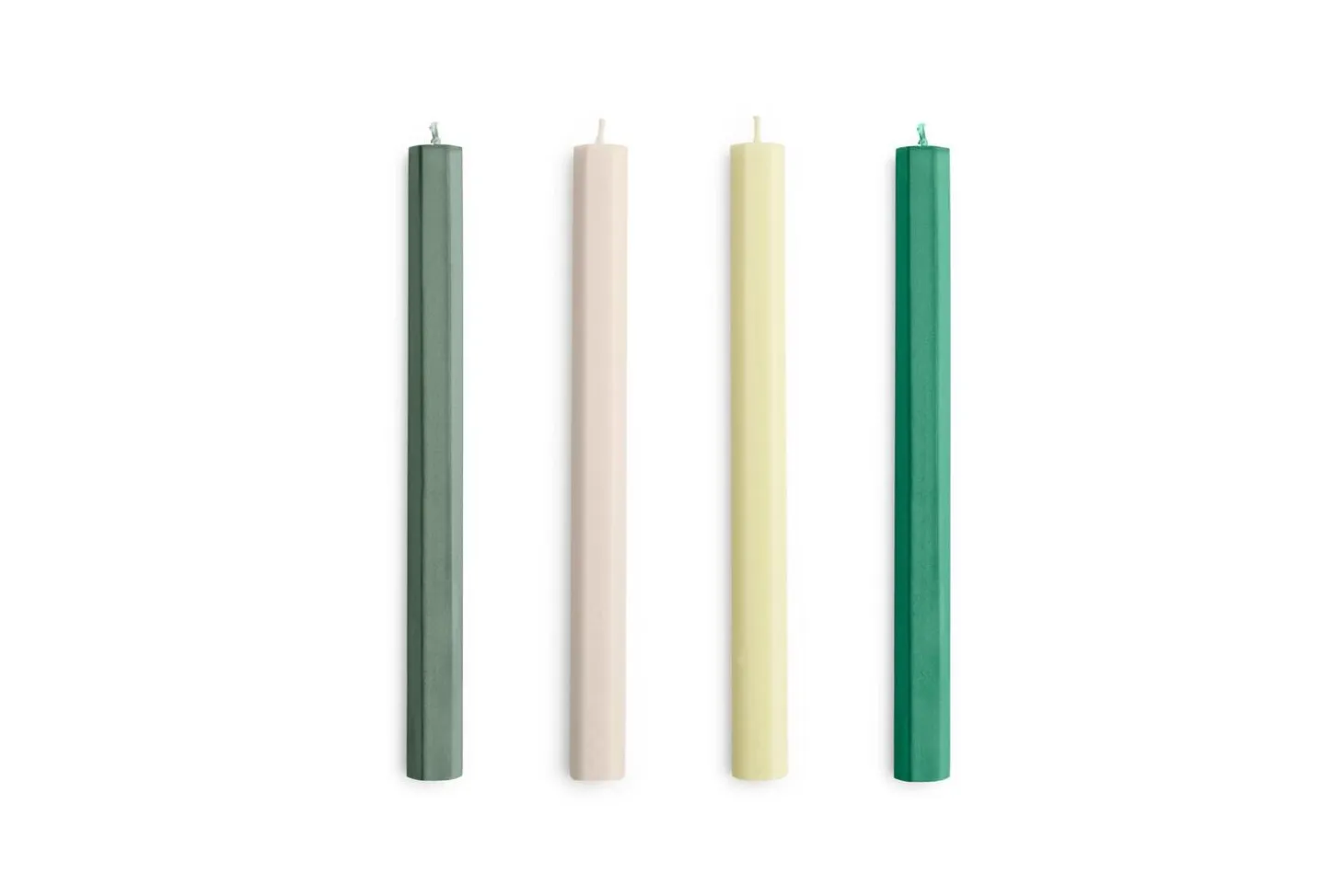 Hay - Hexagon Candle - Greens and whites, Set of 4