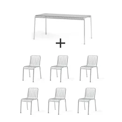 Hay - Palissade sæt - bord + 6 stole - Sky Grey - Grå - 6 Chairs
