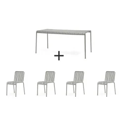 Hay - Palissade sæt - bord + 4 stole - Sky grey - Lysegrå