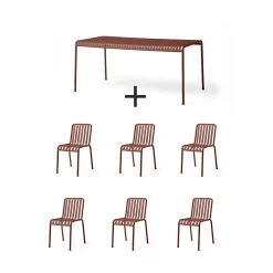 Hay - Palissade sæt - bord + 6 stole - Iron Red - Rød- 6 chairs