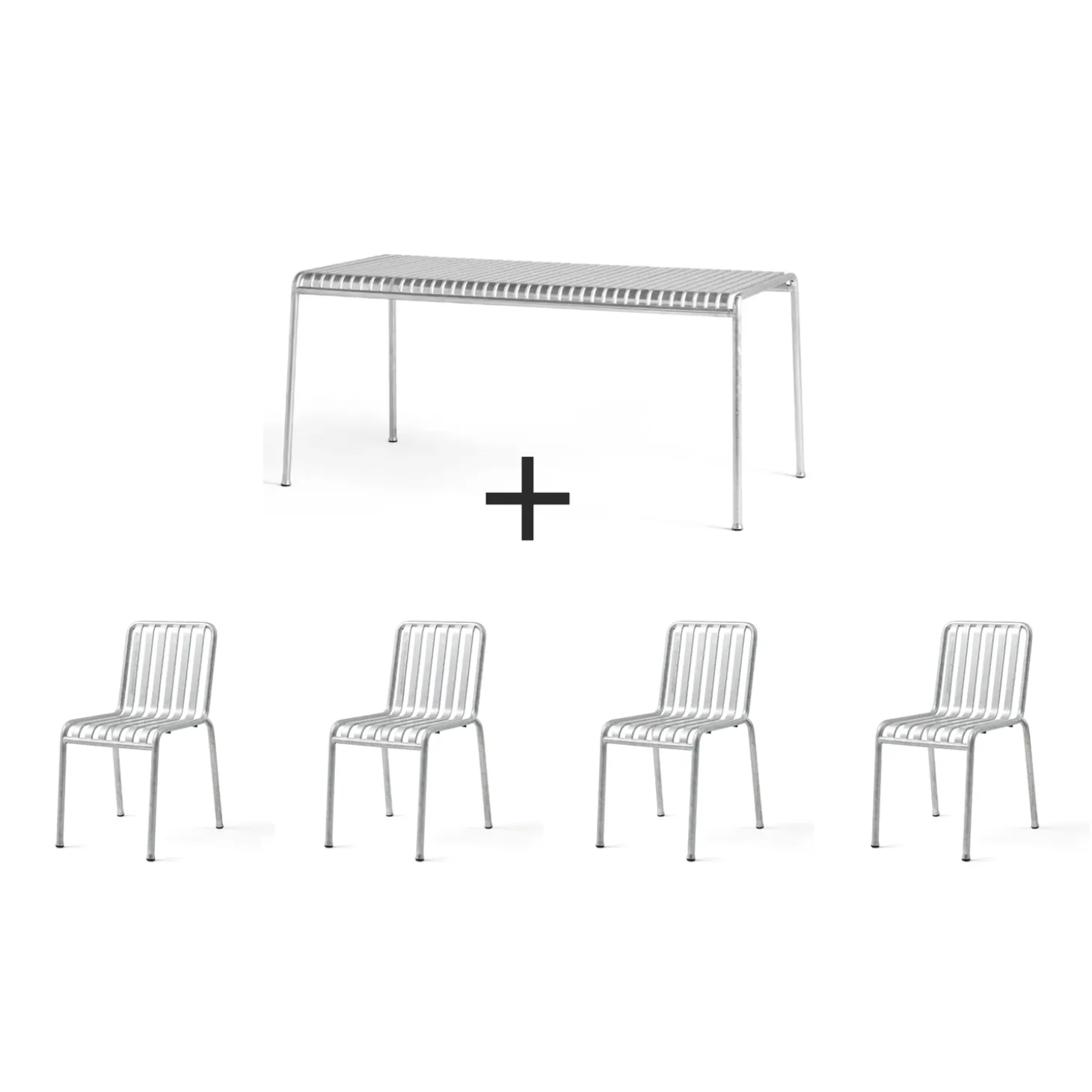 Hay - Palissade sæt - bord + 4 stole - Galvaniseret