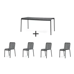 Hay - Palissade sæt - bord + 4 stole / Chairs - Anthracite
