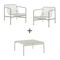Hay - Palissade sæt - Lounge bord lav + 2 lounge stole lav - Sky grey