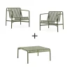 Hay - Palissade sæt - Lounge bord lav + 2 lounge stole lav - Olive