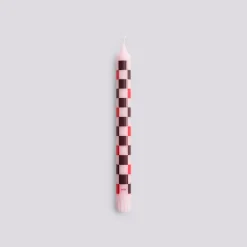 Hay - Pattern Candle - Light pink, bordeaux, red and silver checks