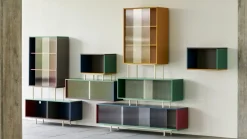 Hay - Reol til Væg med Glaslåger - Colour Cabinet - Mint - Medium, B120 X D39 X H39 cm