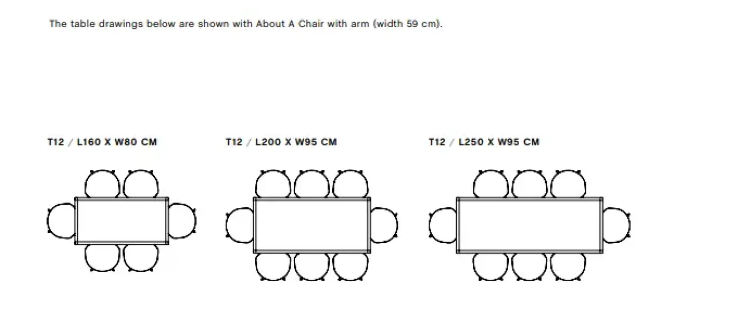 Hay - T12 bord - hvid længde 250 cm