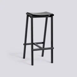 HAY - Taburete 8 Bar Stool - Black - Black Lacquered Oak Veneer Seat - Høj model 75 cm