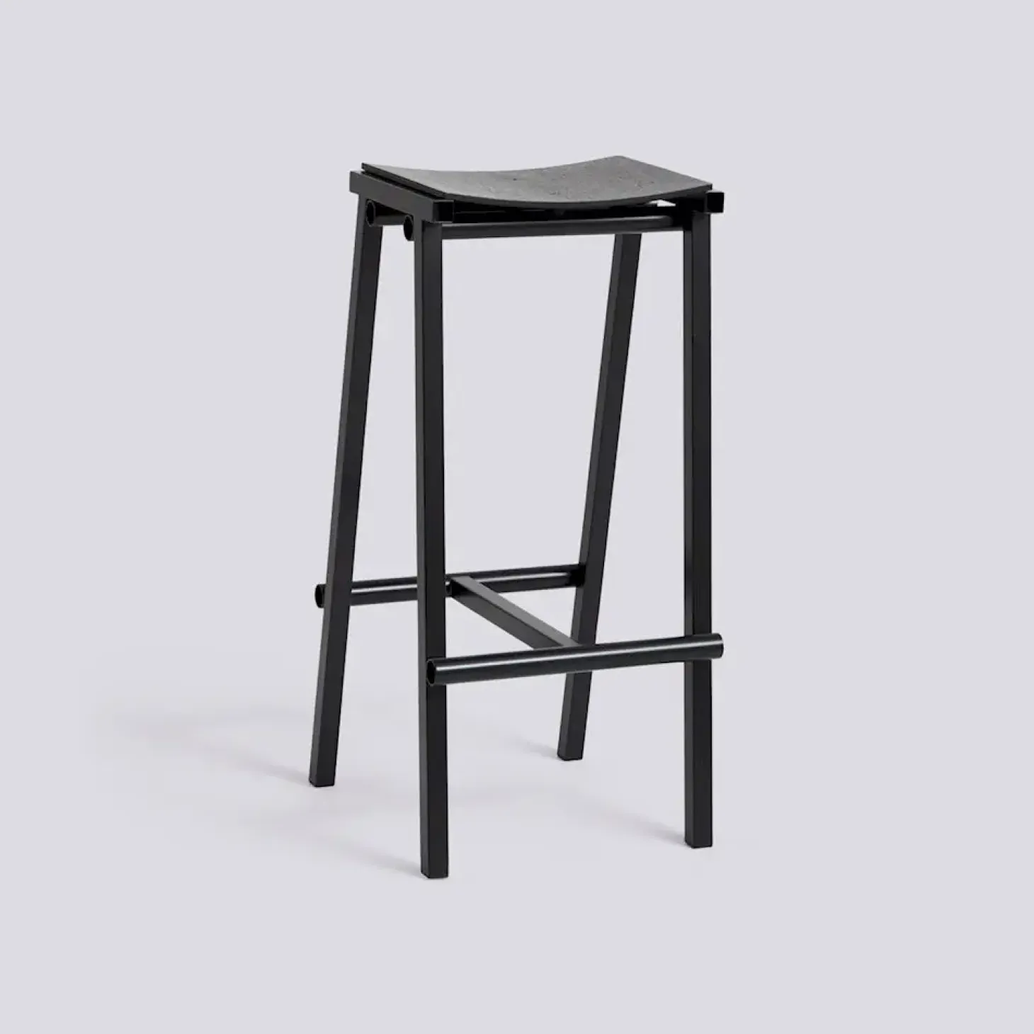 HAY - Taburete 8 Bar Stool - Black - Black Lacquered Oak Veneer Seat - Høj model 75 cm
