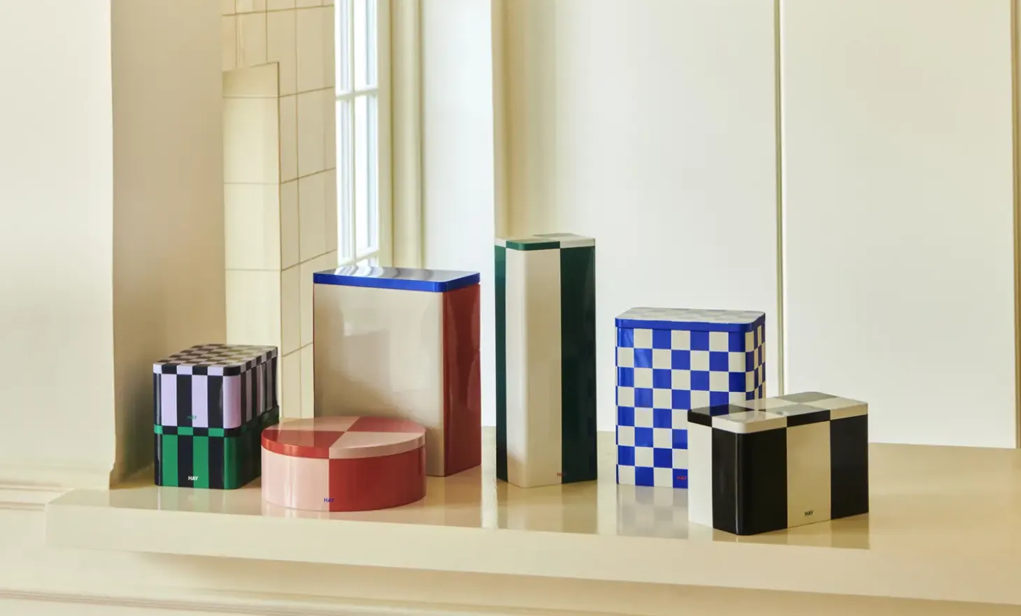 Hay - Tin Container - Slim - Green/Off-White - 29,5 cm