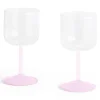 Hay - Tint Wine Glass - Clear, jade light pink and light pink