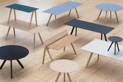 Hay bord - CPH30 table - 200 x 90 cm - bordplade sort linoleum/ben i eg (vandbaseret lak)