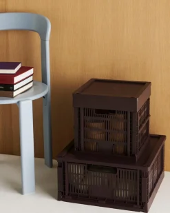 HAY Colour Crate Lid Plastic - Medium Square / Cube - Bordeaux