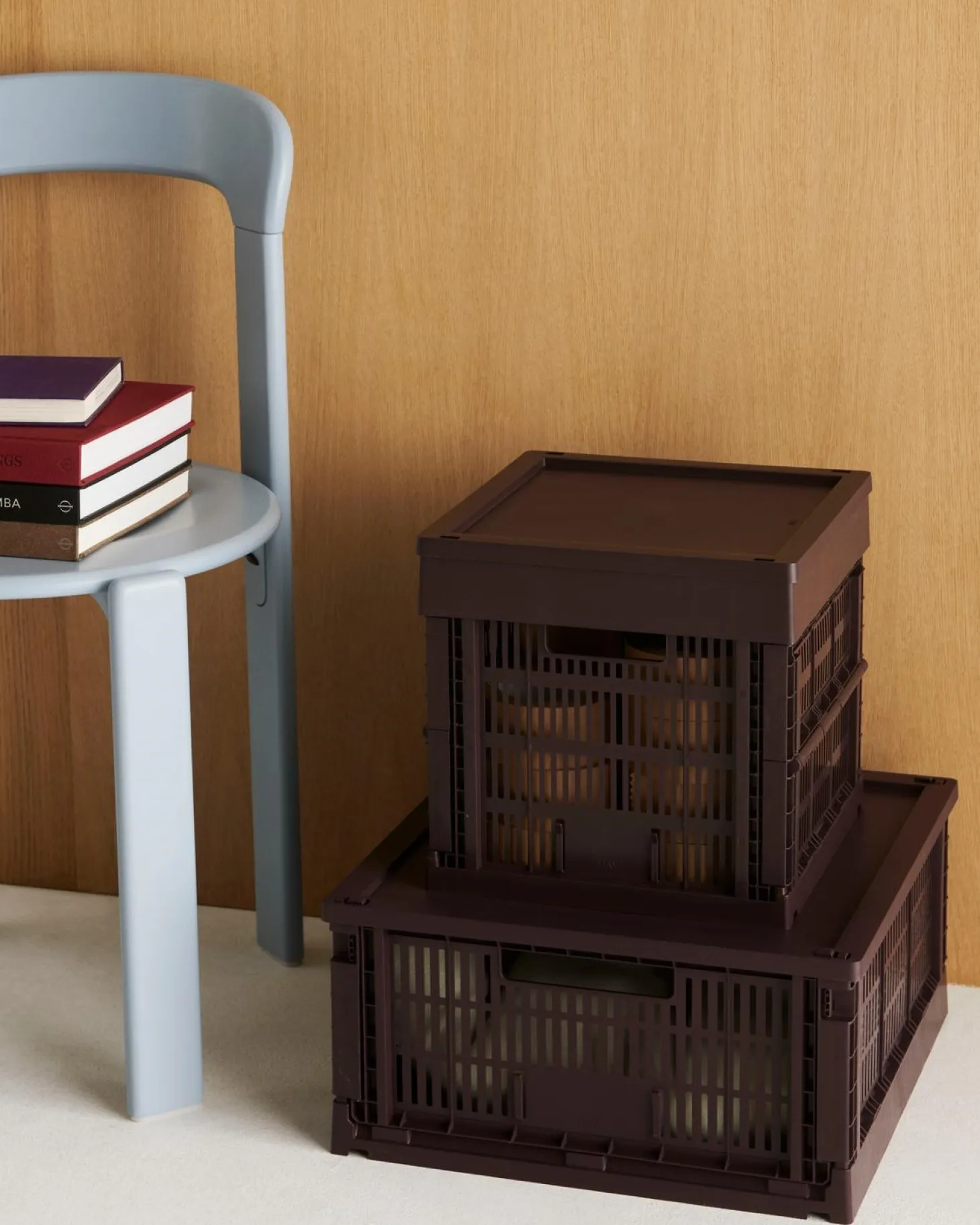 HAY Colour Crate Lid Plastic - Medium Square / Cube - Bordeaux