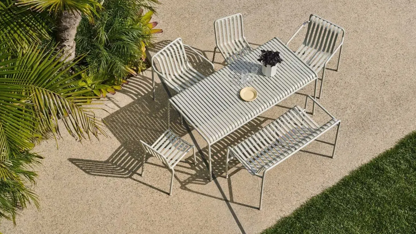 HAY havebænk - Palissade spisebordsbænk i lysegrå / sky grey (dining bench)