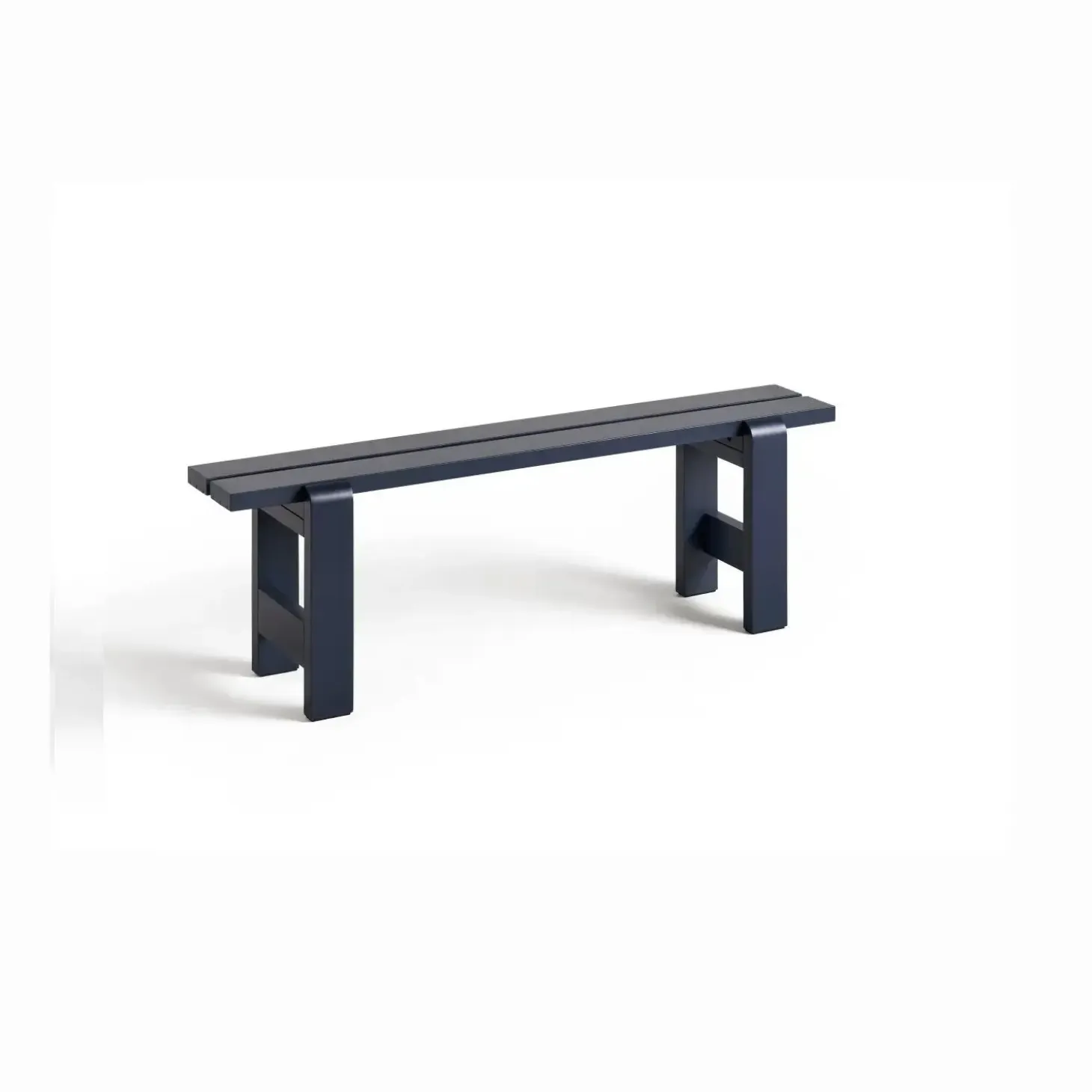 HAY Weekday bænk - 111 cm - Blå - Steel Blue - Lakeret Fyrretræ / Pinewood