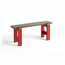 HAY Weekday bænk Duo - 111 cm -Olive Benchtop / Wine Red Frame - Lakeret Fyrretræ
