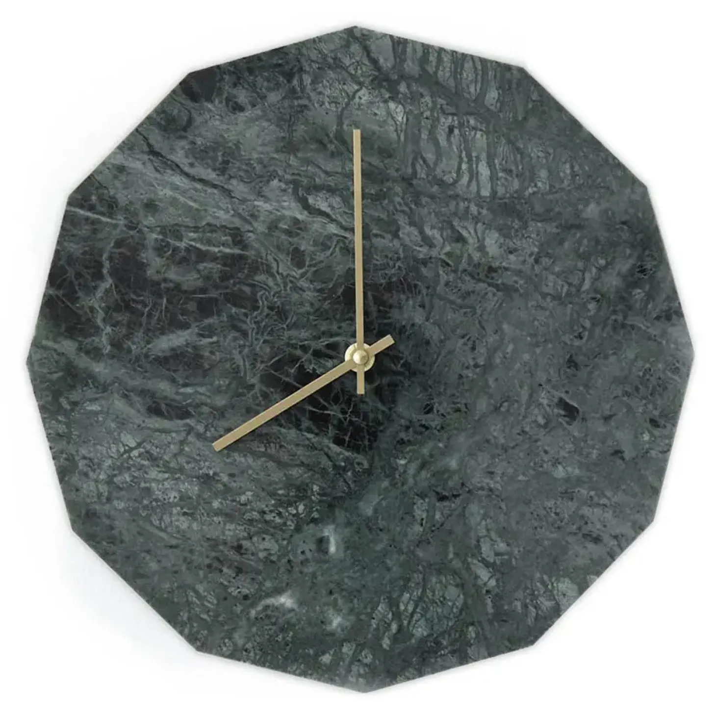 Hemverk - Vægur - Grøn Marmor - Grøn/Guld - Ø28 cm