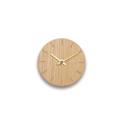 Hemverk - Vægur - Lys Eg - Ø12 cm - Guld visere