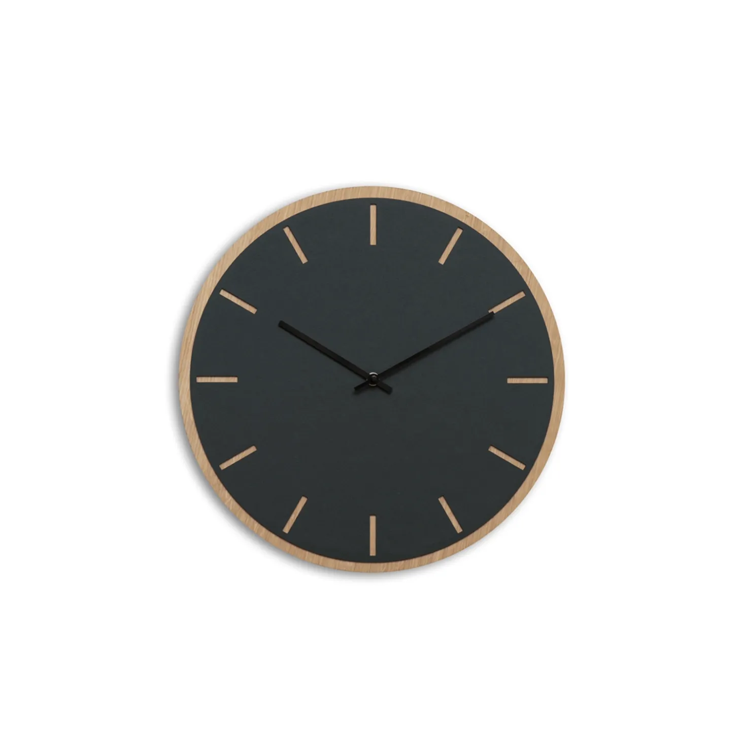 Hemverk - Vægur - Lys Eg/Mørkegrøn - Sorte visere - Ø28 cm