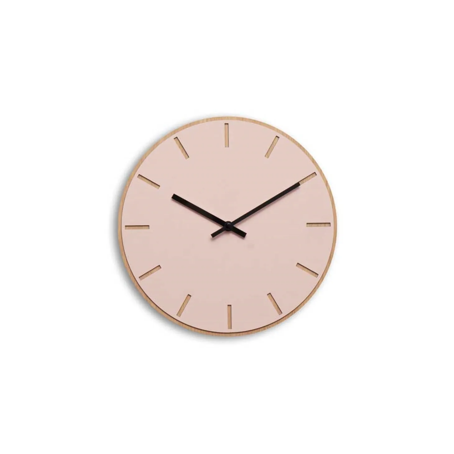 Hemverk - Vægur - Lys Eg/Powder Dusty Rose - Sorte visere - Ø28 cm