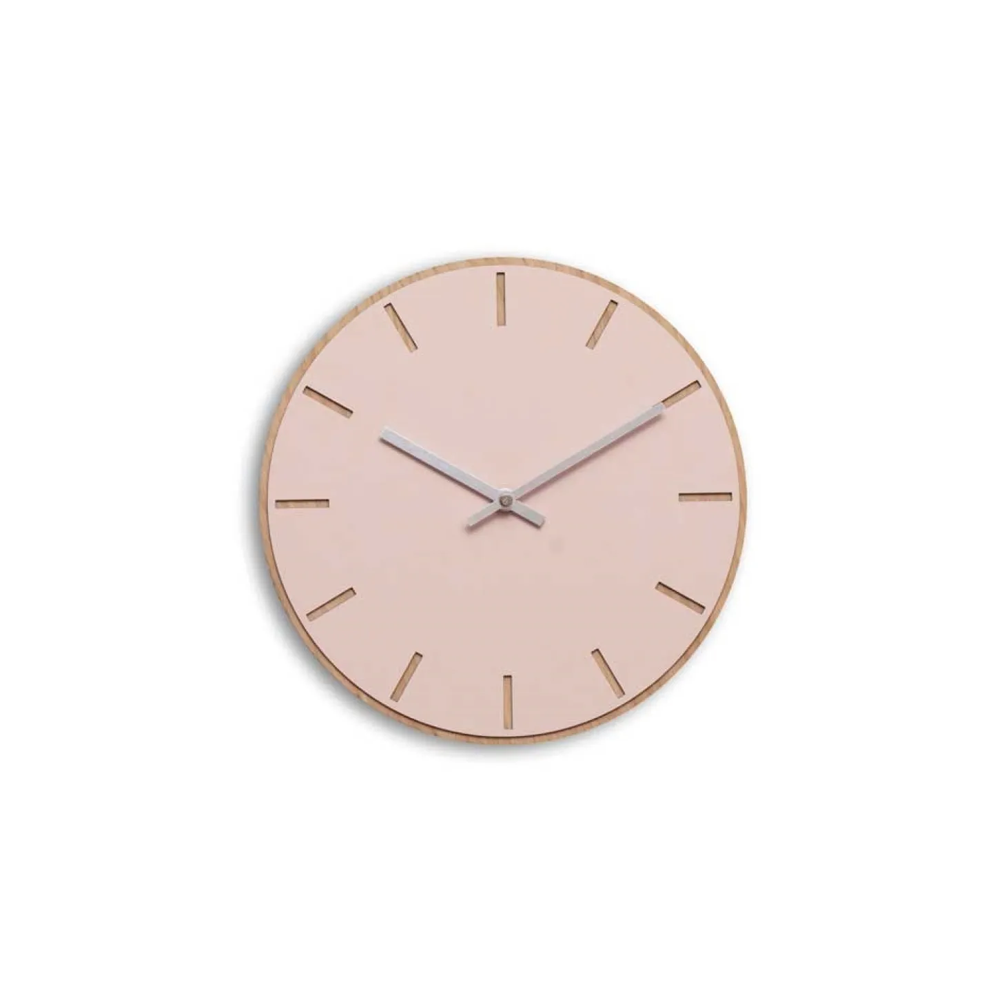 Hemverk - Vægur - Lys Eg/Powder Dusty Rose - Sølv visere - Ø28 cm