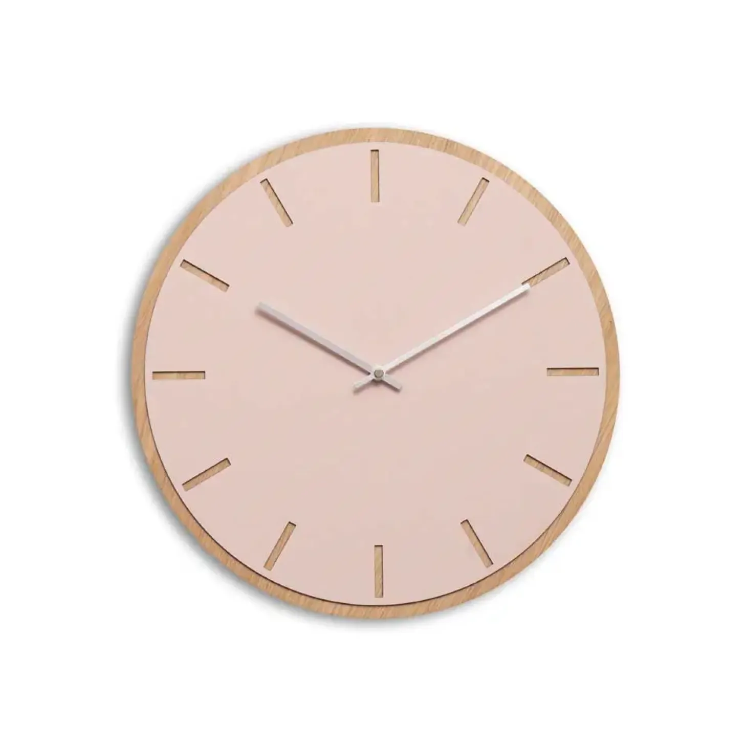 Hemverk - Vægur - Lys Eg/Powder Dusty Rose - Sølv visere - Ø38 cm