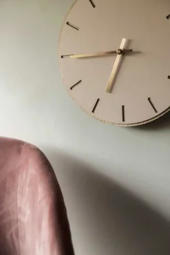 Hemverk - Vægur - Lys Eg/Powder Dusty Rose - Sølv visere - Ø38 cm