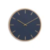 Hemverk - Vægur - Lys Eg/Smokey blue - Guld visere - Ø38 cm