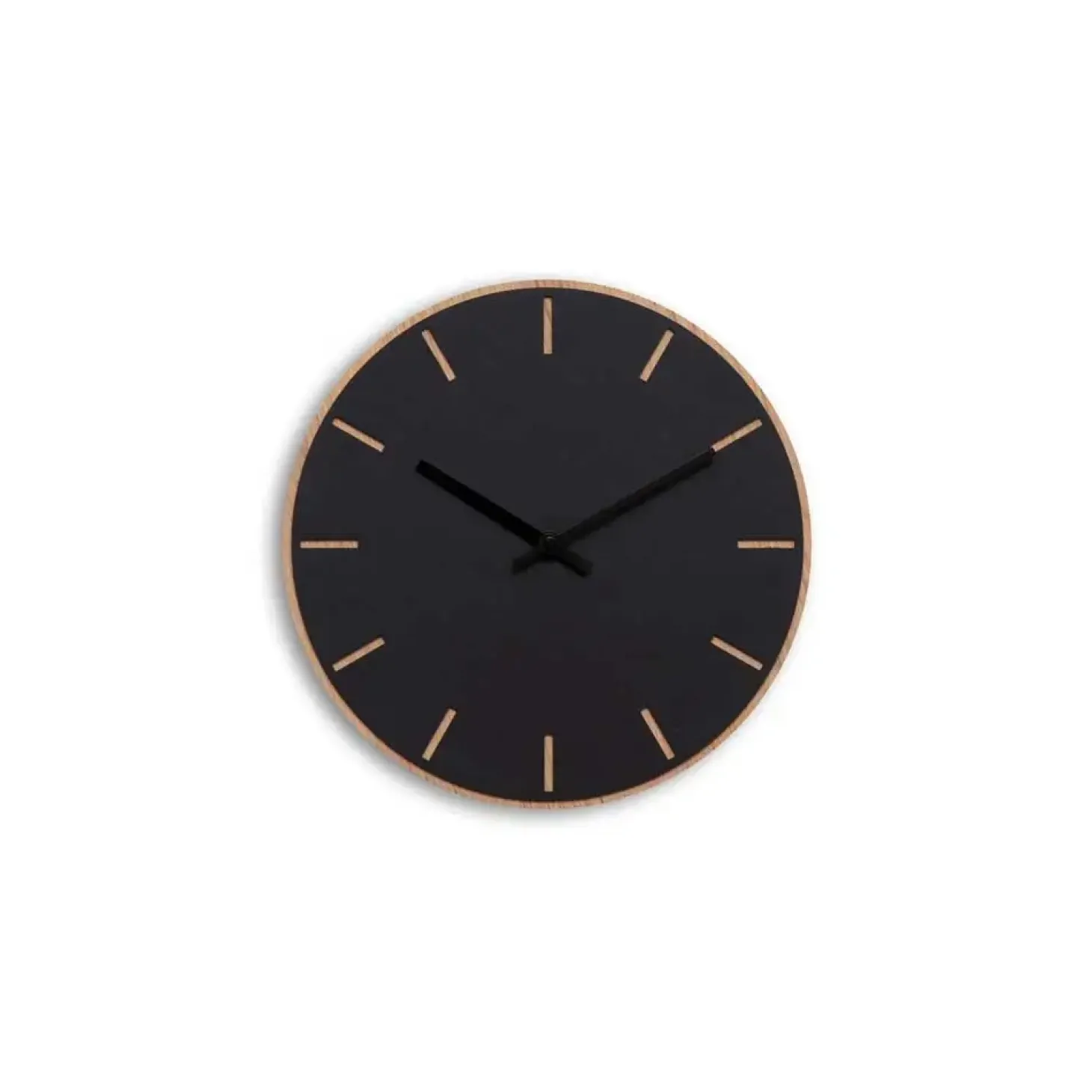 Hemverk - Vægur - Lys Eg/Sort - Sorte visere - Ø28 cm