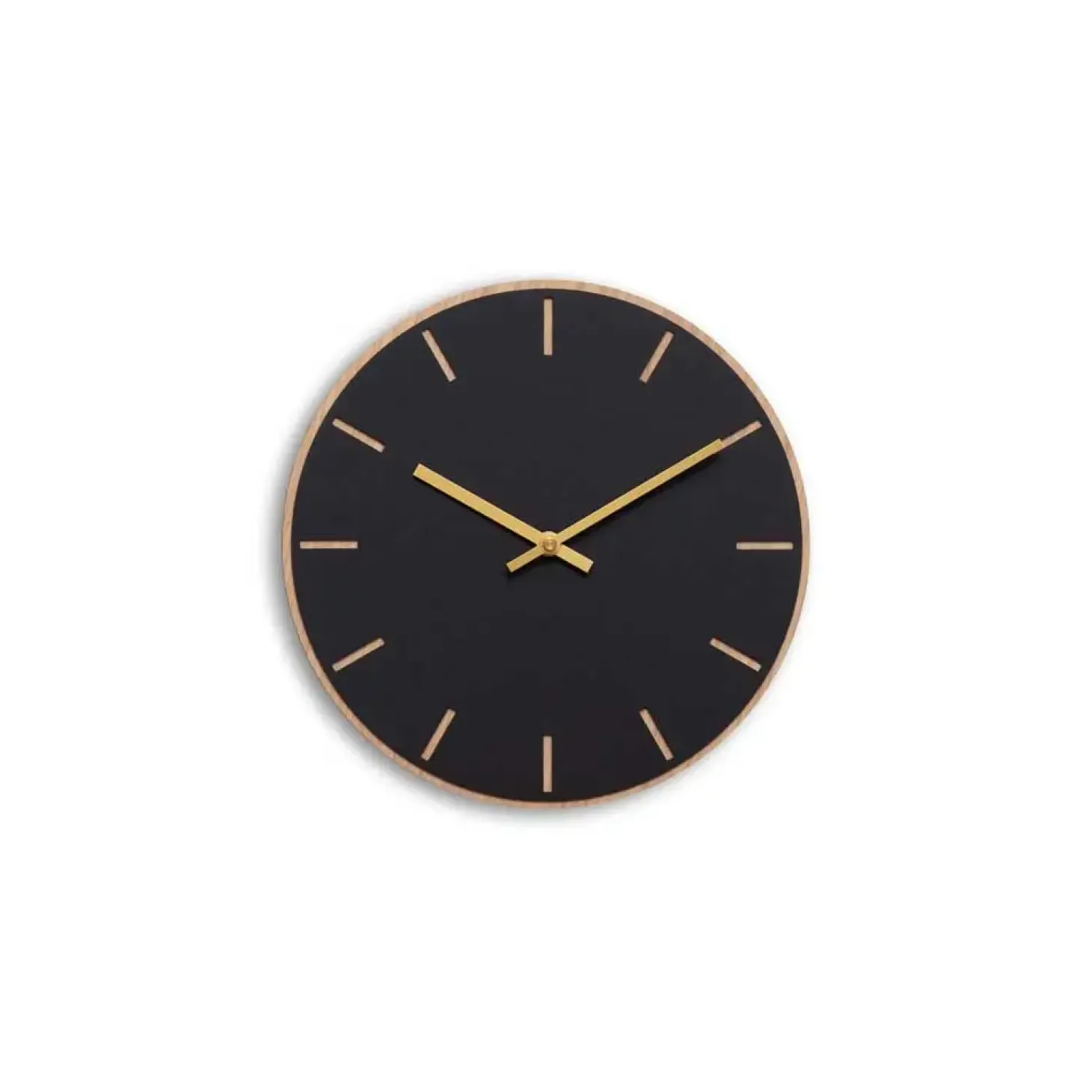 Hemverk - Vægur - Lys Eg/Sort - Guld visere - Ø28 cm