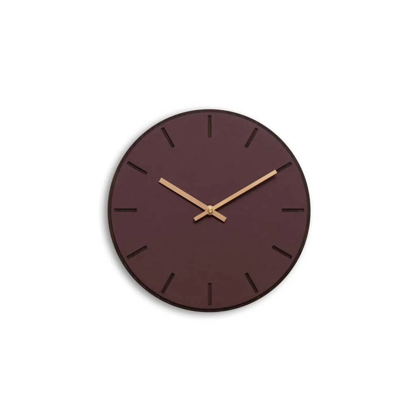 Hemverk - Vægur - Mørk Eg/Burgundy - Kobber visere - Ø28 cm