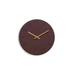 Hemverk - Vægur - Mørk Eg/Burgundy - Guld visere - Ø28 cm