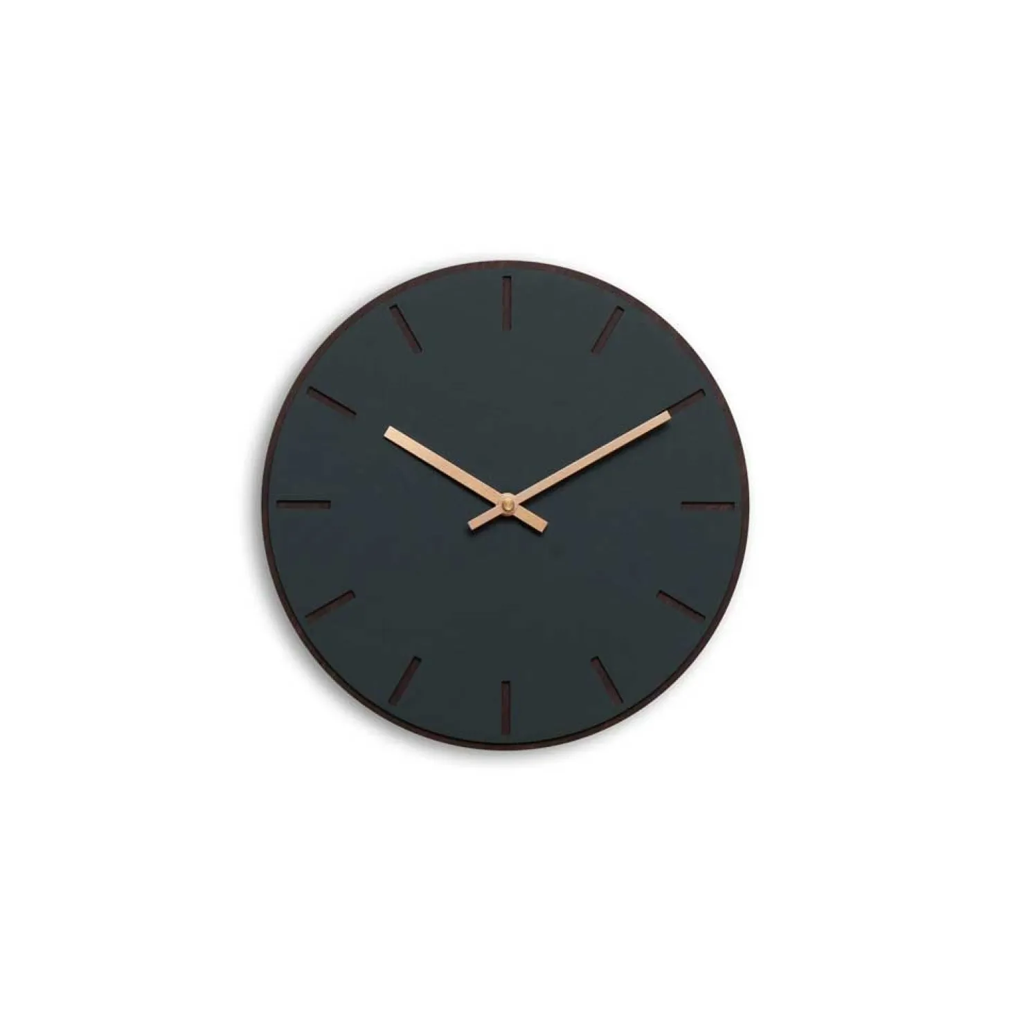 Hemverk - Vægur - Mørk Eg/Conifer Grøn - Kobber visere - Ø28 cm