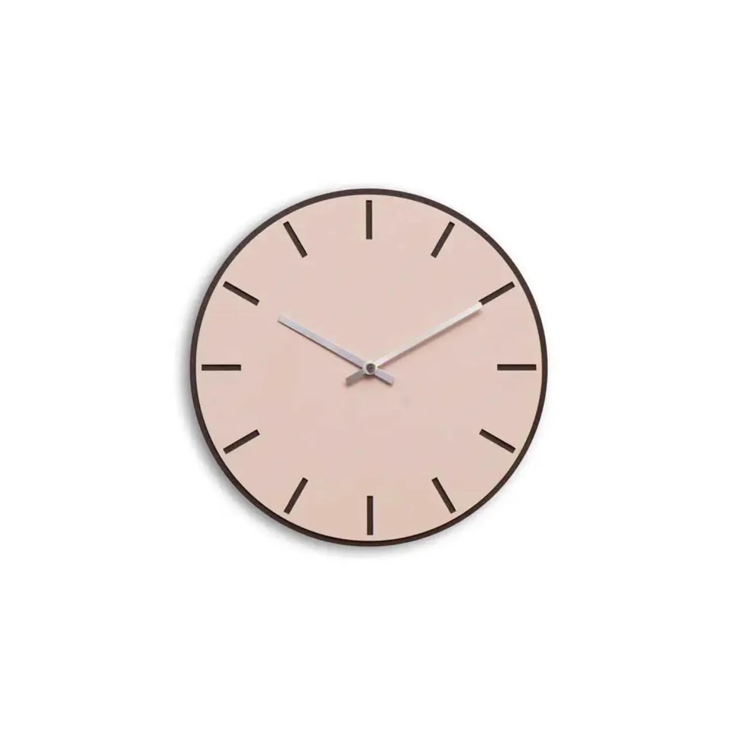 Hemverk - Vægur - Mørk Eg/Powder Dusty Rose - Sølv visere - Ø28 cm