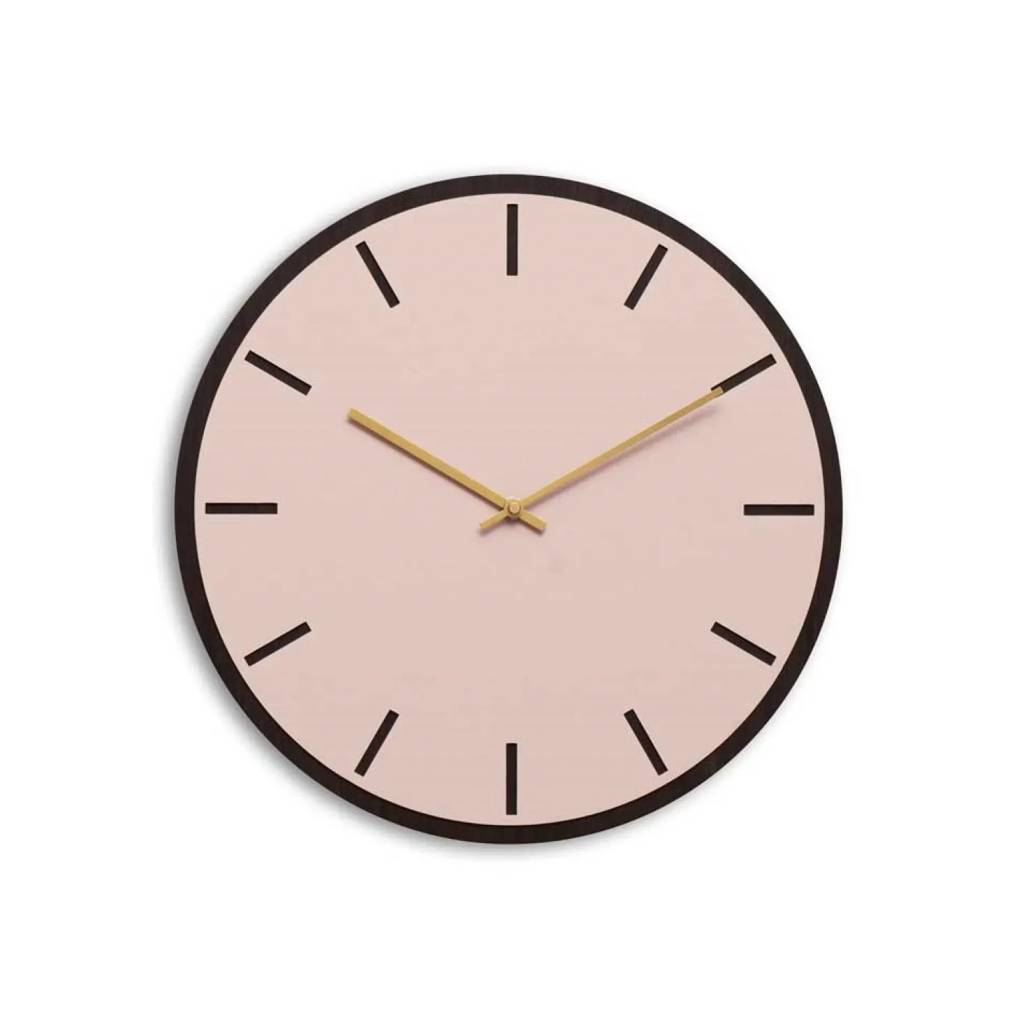Hemverk - Vægur - Mørk Eg/Powder Dusty Rose - Guld visere - Ø38 cm